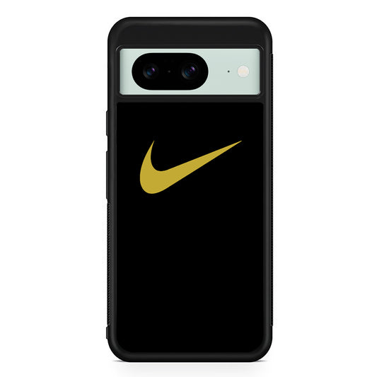 Nike Gold Logo Black Google Pixel 8 Case | Slim Rubber Case for Google Pixel 8