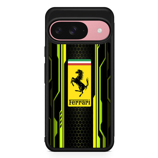Ferrari Yellow System Line Google Pixel 9 Case | Google Pixel 9 Protective Rubber Case