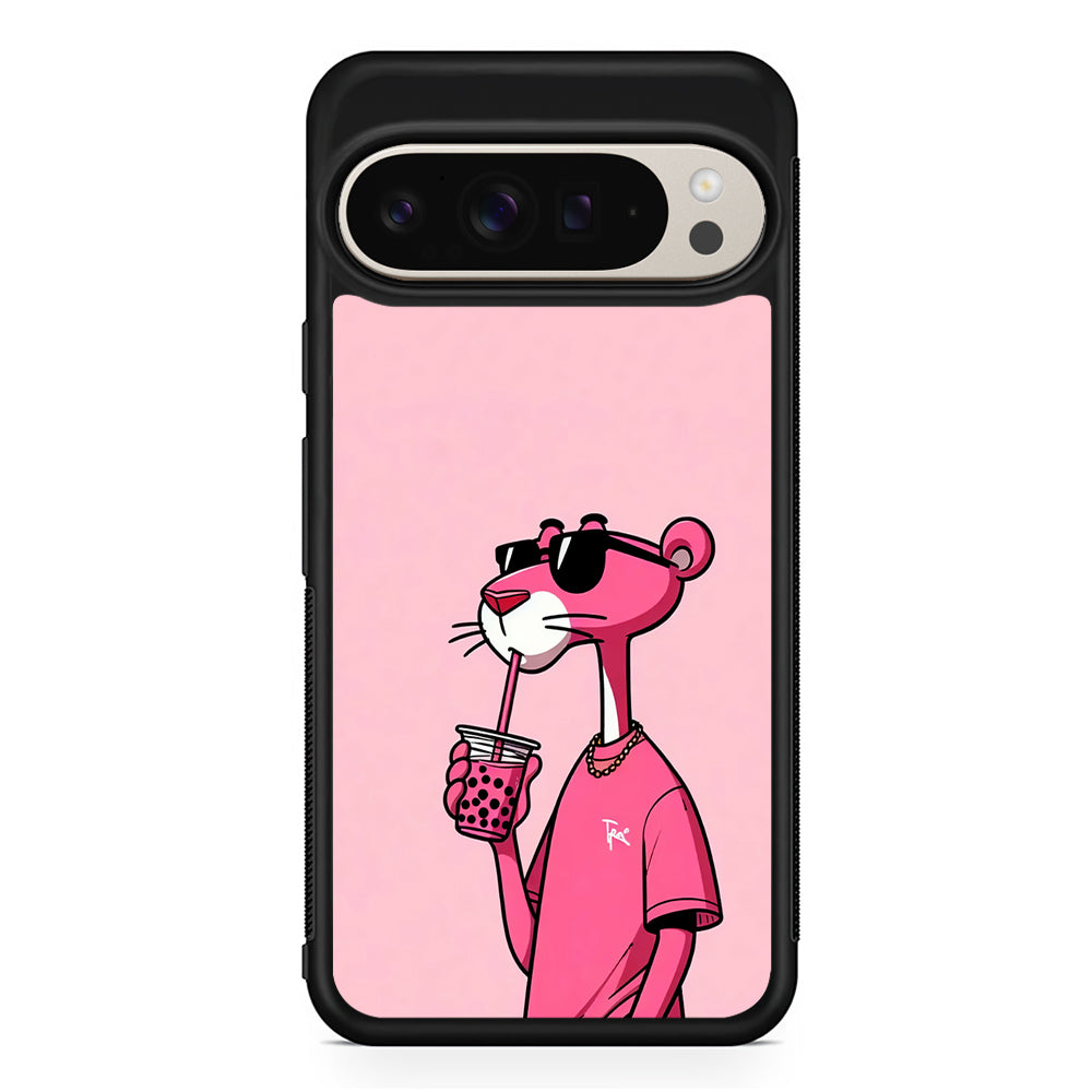 Pink Panther Drinks Bubble Tea Google Pixel 9 Pro Case | Slim Protective Cover