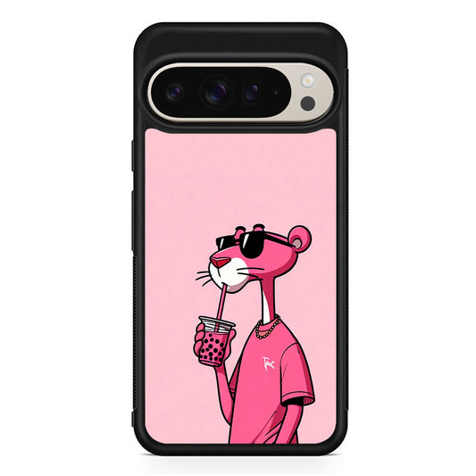 Pink Panther Drinks Bubble Tea Google Pixel 9 Pro Case | Slim Protective Cover