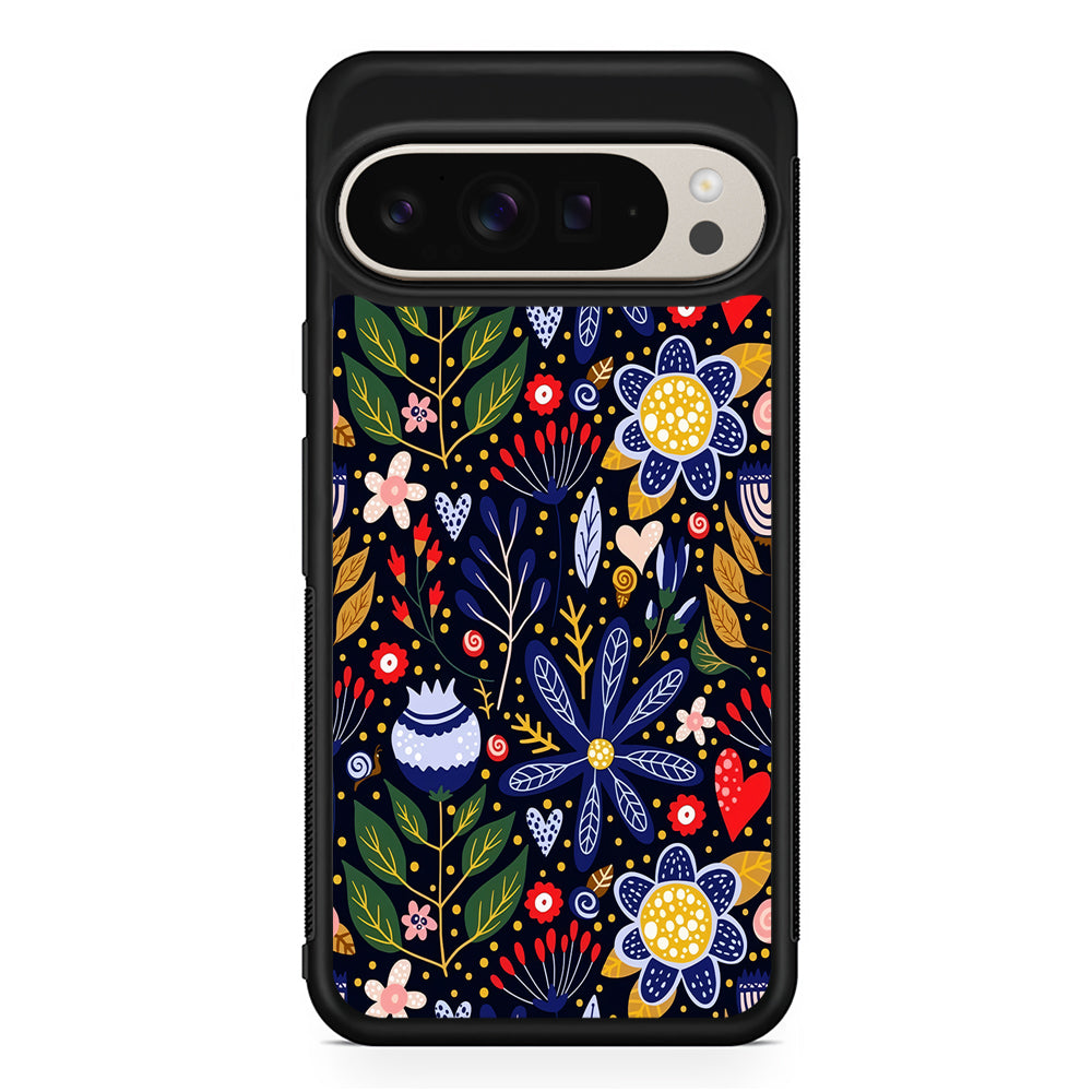 Flowers on a Dark Aesthetic Google Pixel 9 Pro Case | Slim Protective Cover