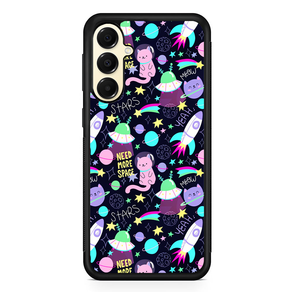 Astronauts Rockets Cat Samsung Galaxy A16 Case | Slim Rubber Samsung Galaxy A16 Case