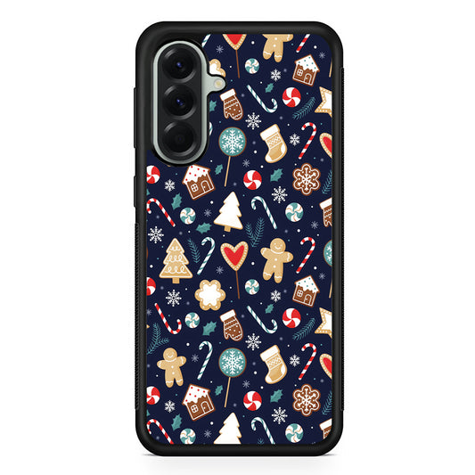 Christmas Ornaments Pattern Navy Samsung Galaxy A56 Case | Samsung Galaxy A56 Protective Rubber Case