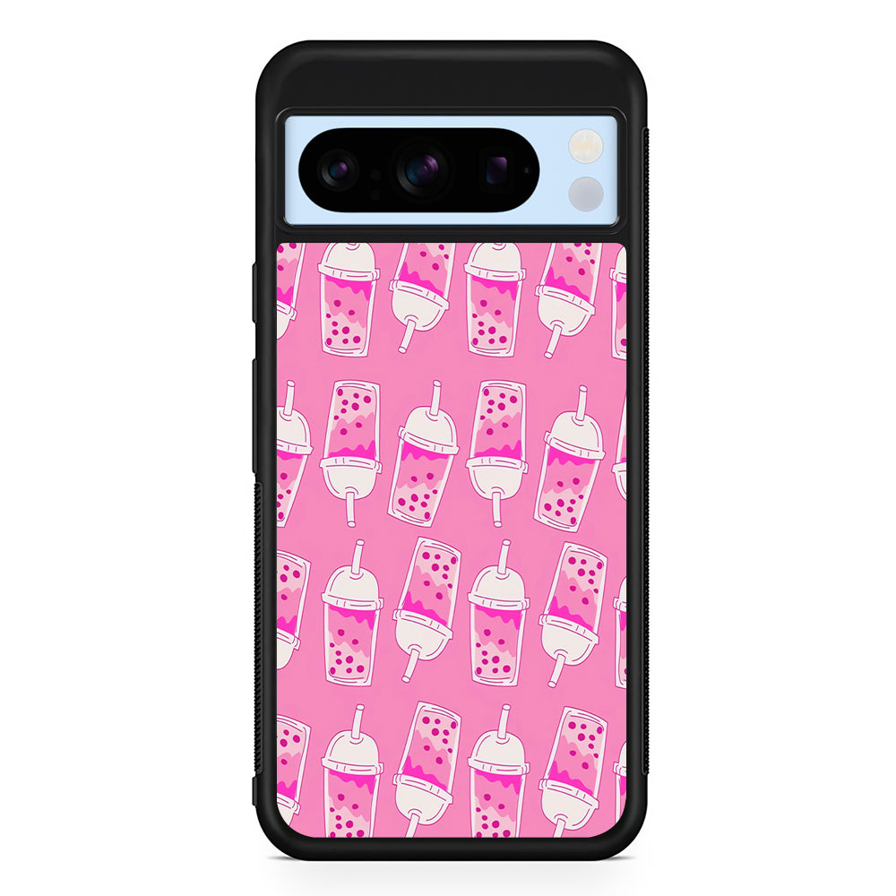 Bubble Tea Pink Pattern Google Pixel 8 Pro Case | Slim Rubber Case for Google Pixel 8 Pro