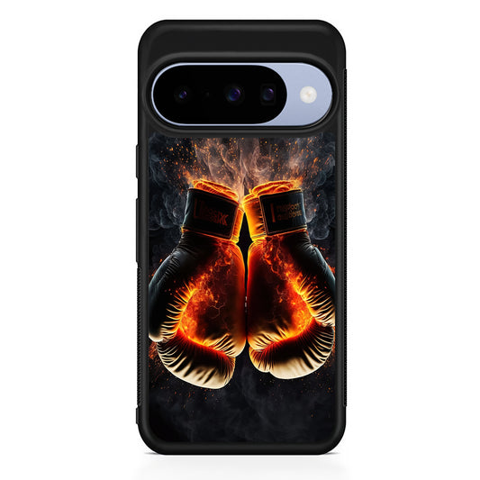 Boxing Gloves In Fire Google Pixel 10 Case | Google Pixel 10 Rubber Protective Case