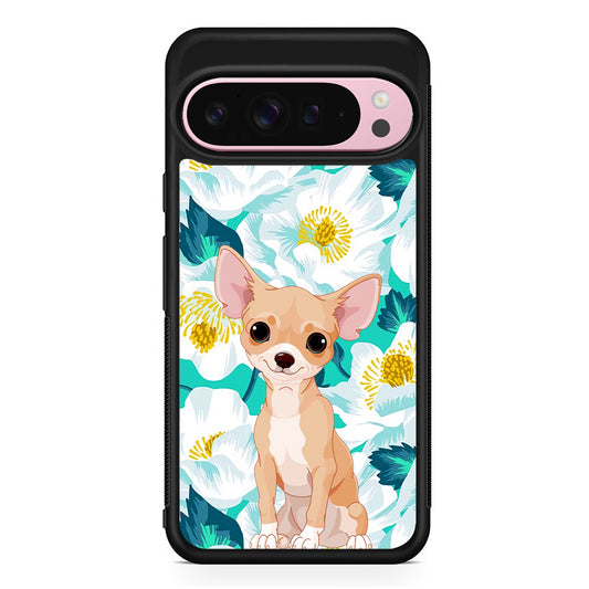 Chihuahua Dog Flower Blue Google Pixel 9 Pro XL Case | Protective Cover