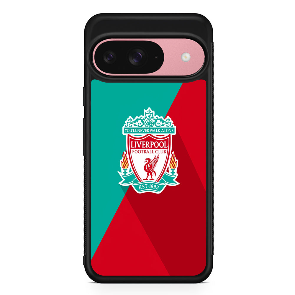 Liverpool FC Green Red Google Pixel 9 Case | Google Pixel 9 Protective Rubber Case