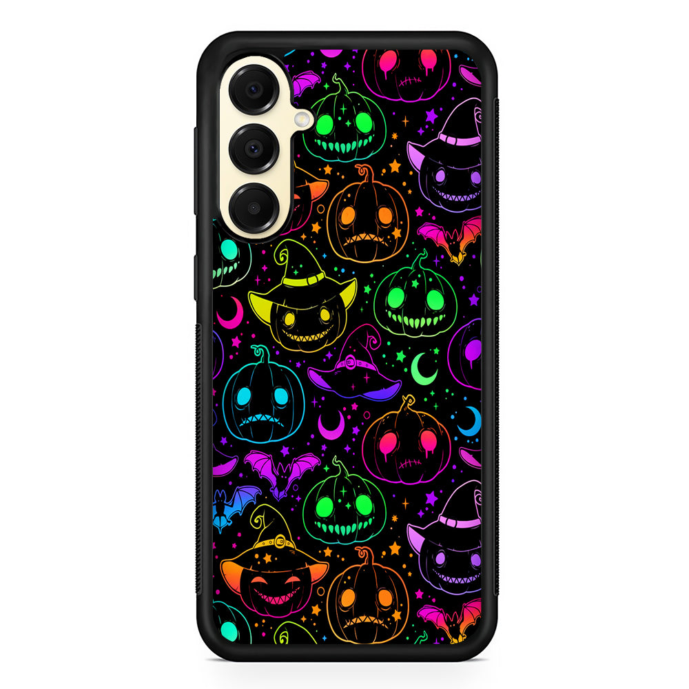 Halloween Pumpkins and Flying Bats Samsung Galaxy A16 Case | Slim Rubber Samsung Galaxy A16 Case