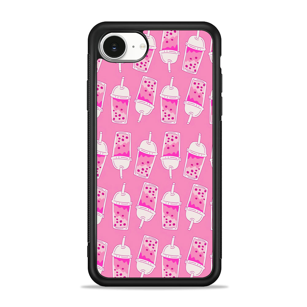 Bubble Tea Pink Pattern iPhone 16e Case | Protective Phone Cover