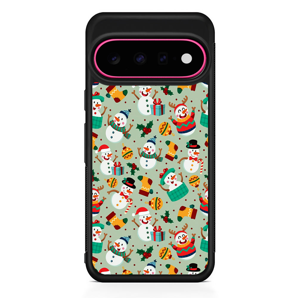 Snowman Cartoon Christmas Pattern Google Pixel 11 Case | Slim Shockproof Cover
