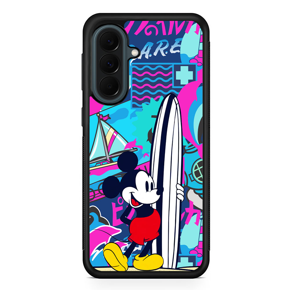 Mickey Mouse Surf Board Samsung Galaxy A37 Case | Samsung Galaxy A37 Rubber Phone Case
