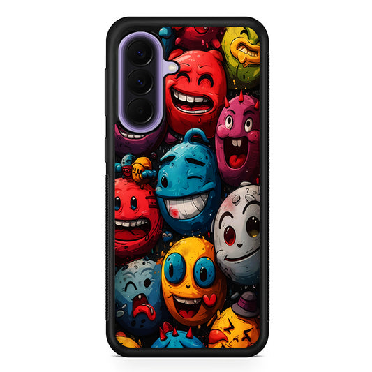 Colorful Funny Emoticons Doodle Samsung Galaxy A57 Case | Slim Samsung Galaxy A57 Rubber Case
