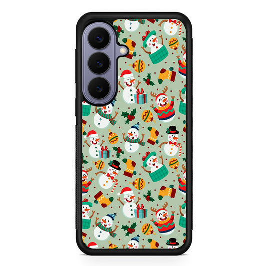 Snowman Cartoon Christmas Pattern Samsung Galaxy S26 Case | Durable Rubber Case for Samsung Galaxy S26