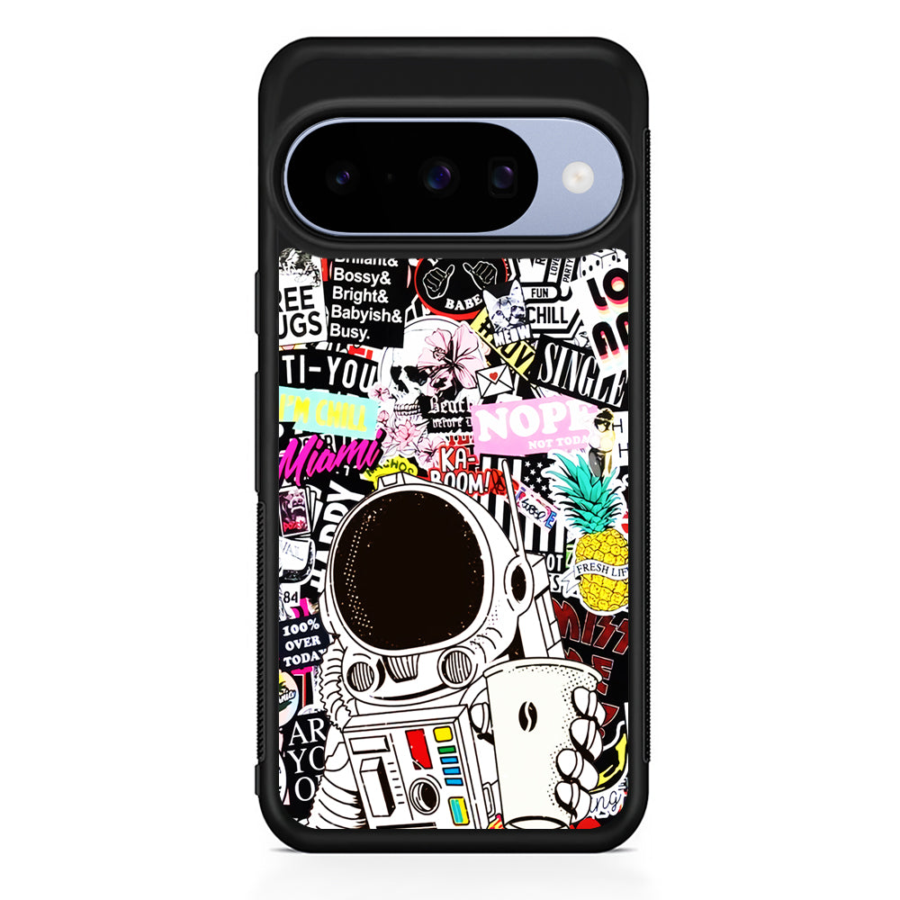 Astronauts Coffee Cheers Google Pixel 10 Case | Google Pixel 10 Rubber Protective Case