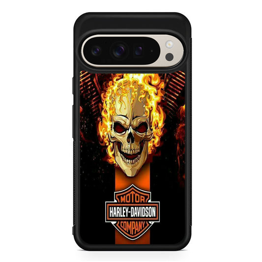 Harley Davidson Skull Fire Google Pixel 9 Pro Case | Slim Protective Cover