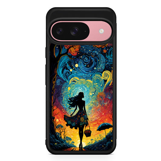 The Girl with The Moon Google Pixel 9 Case | Google Pixel 9 Protective Rubber Case