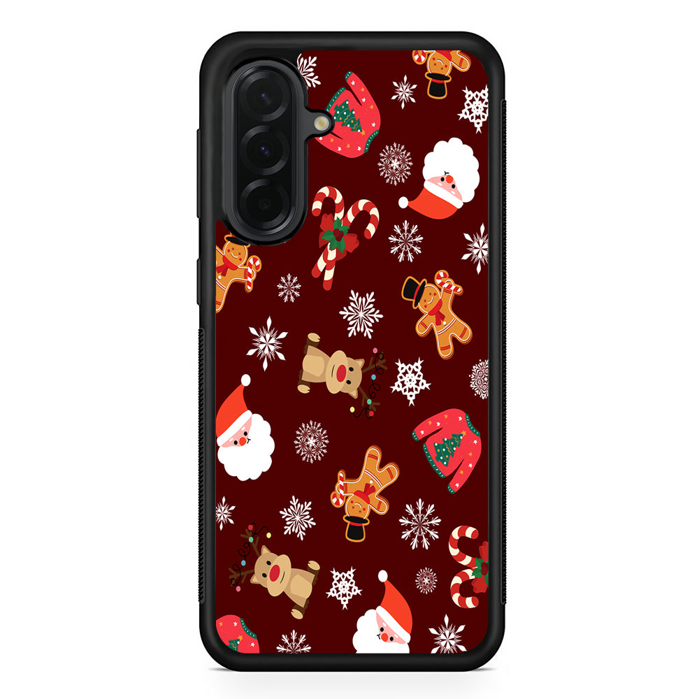 Christmas Ornaments Pattern Maroon Samsung Galaxy A36 Case | Protective Rubber Cover
