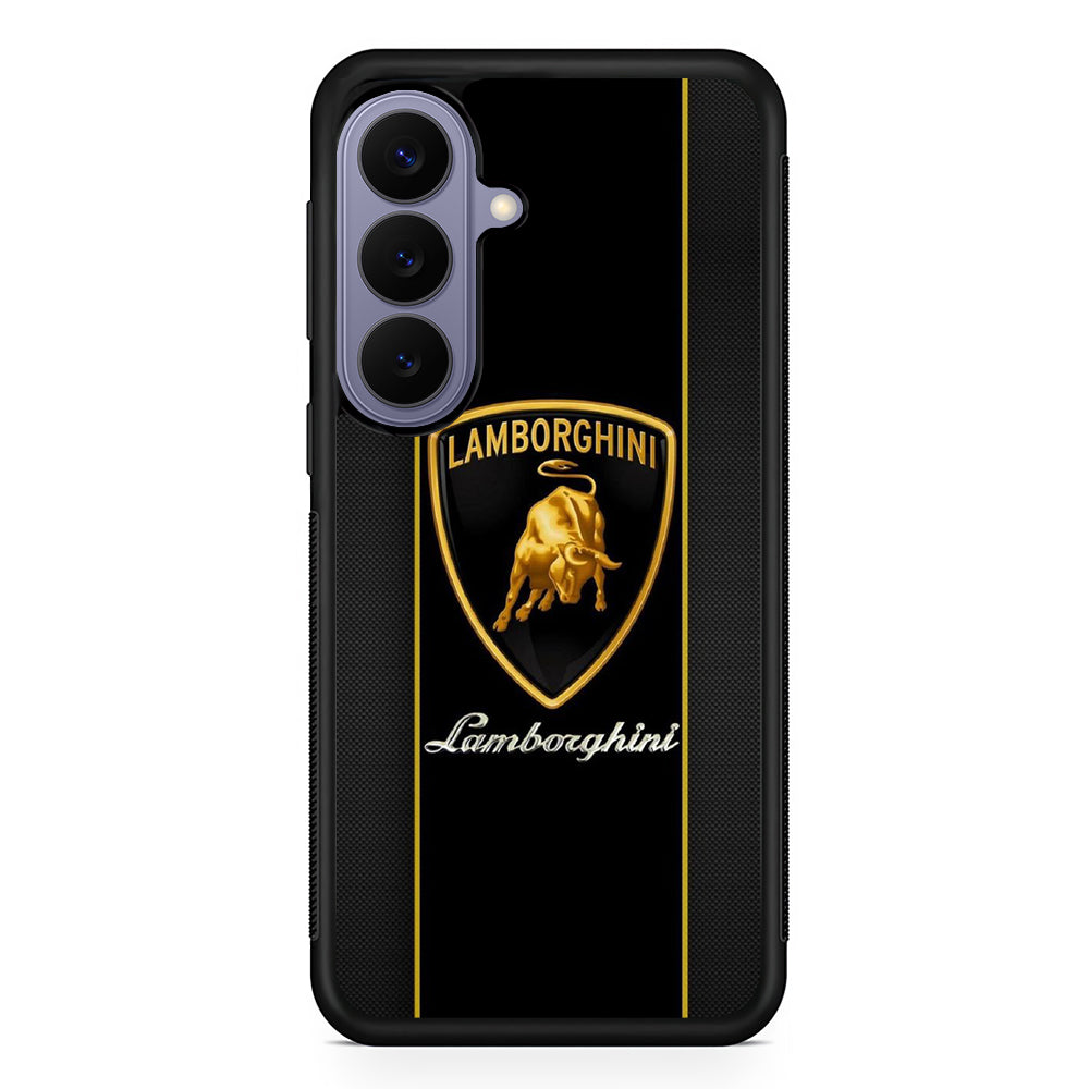 Lamborghini Carbon Stripe Gold Samsung Galaxy S26 Case | Slim Protective Rubber Case for Samsung S26