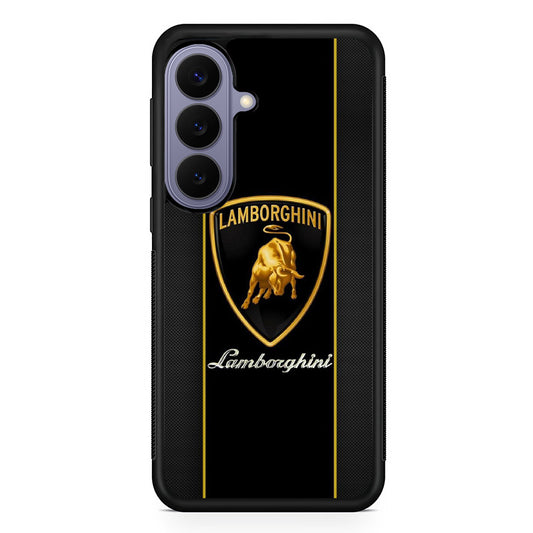 Lamborghini Carbon Stripe Gold Samsung Galaxy S26 Case | Slim Protective Rubber Case for Samsung S26