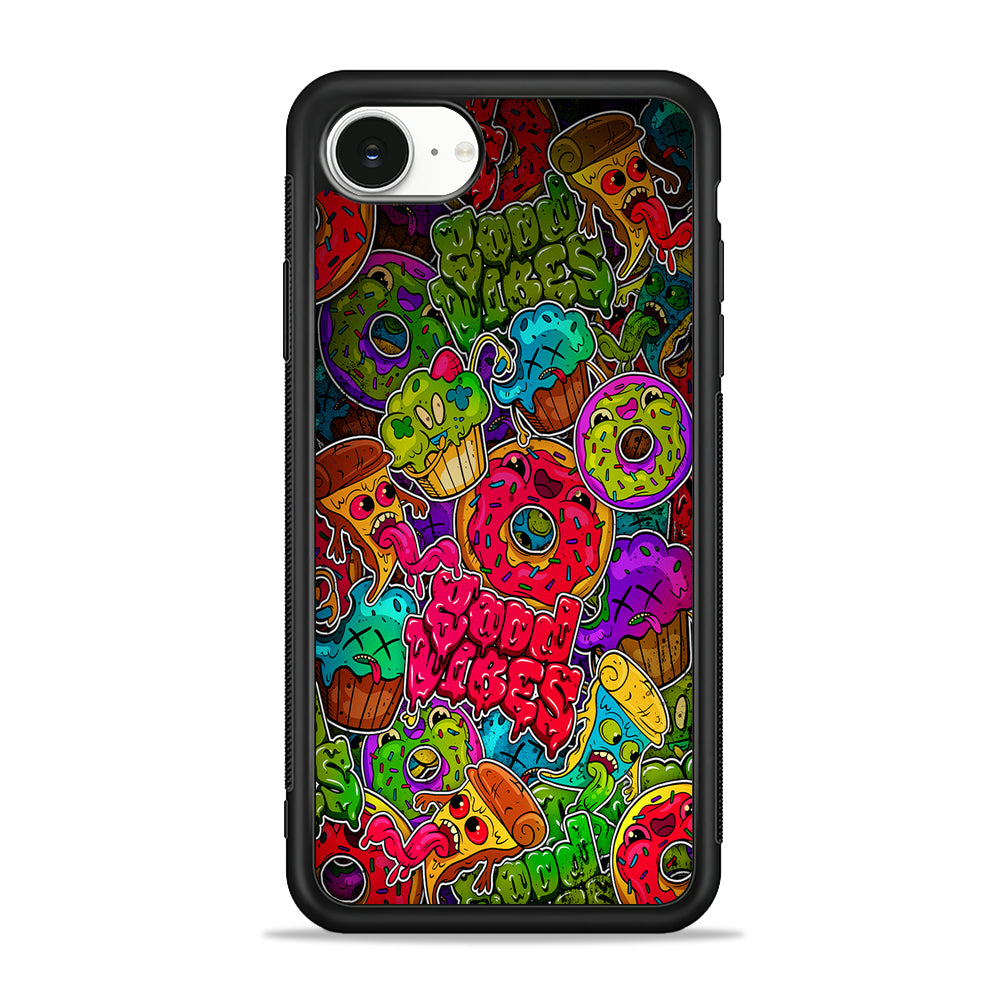 Colorful Scary Food Doodle iPhone 16e Case | Protective Phone Cover