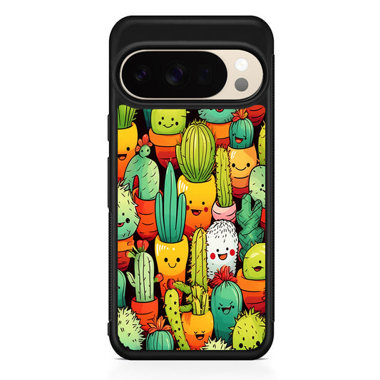 Cactus Cartoon in Pots Google Pixel 10 Pro XL Case | Slim Google Pixel 10 Pro XL Protective Case