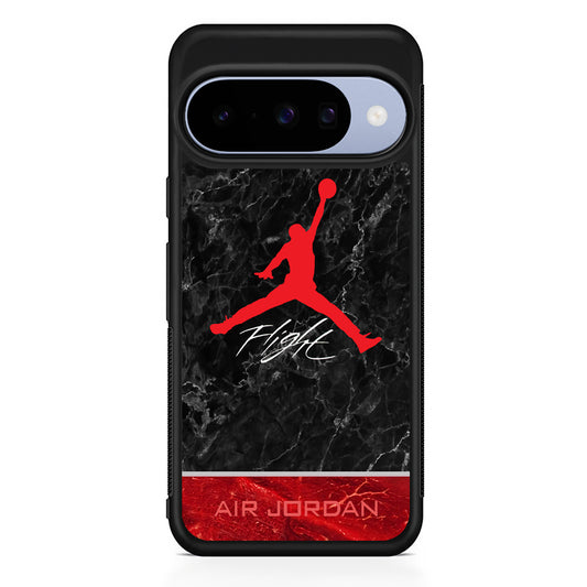 Air Jordan Flight Black Marble Google Pixel 10 Case | Google Pixel 10 Rubber Protective Case