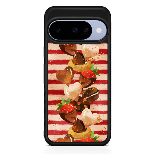 Strawberry in Chocolate and Cookie Google Pixel 10 Case | Google Pixel 10 Rubber Protective Case