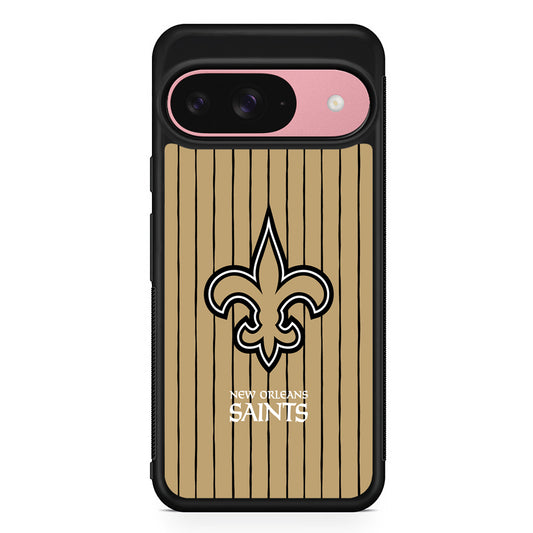 NFL New Orleans Saints Striped Google Pixel 9 Case | Google Pixel 9 Protective Rubber Case