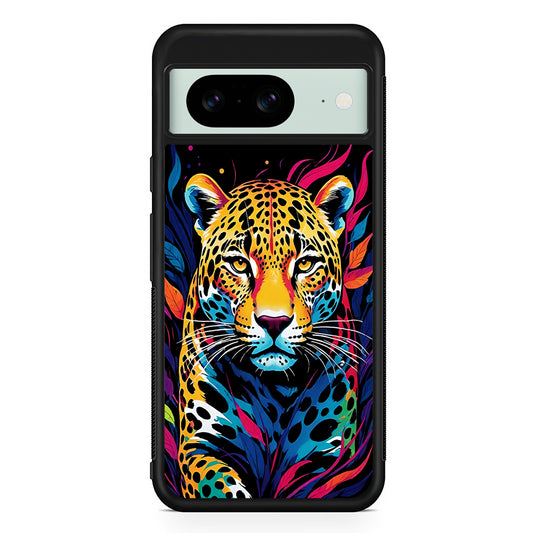 A Colorful Leopard on The Hunt Google Pixel 8 Case | Durable Protective Cover for Google Pixel 8
