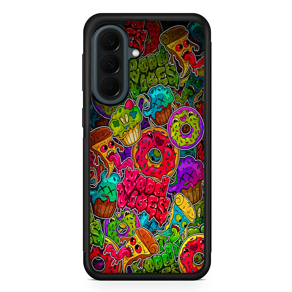Colorful Scary Food Doodle Samsung Galaxy A37 Case | Samsung Galaxy A37 Rubber Phone Case