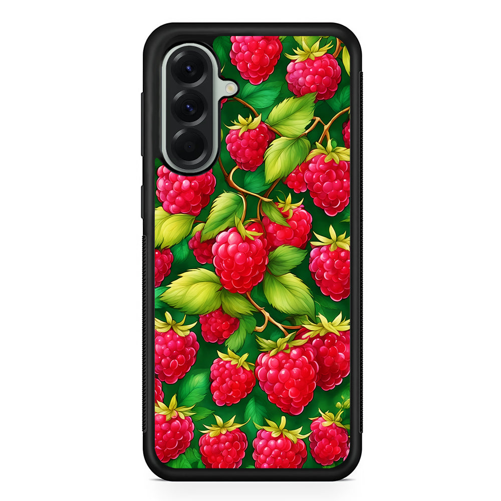 Raspberry Leaves and Berries Samsung Galaxy A56 Case | Samsung Galaxy A56 Protective Rubber Case