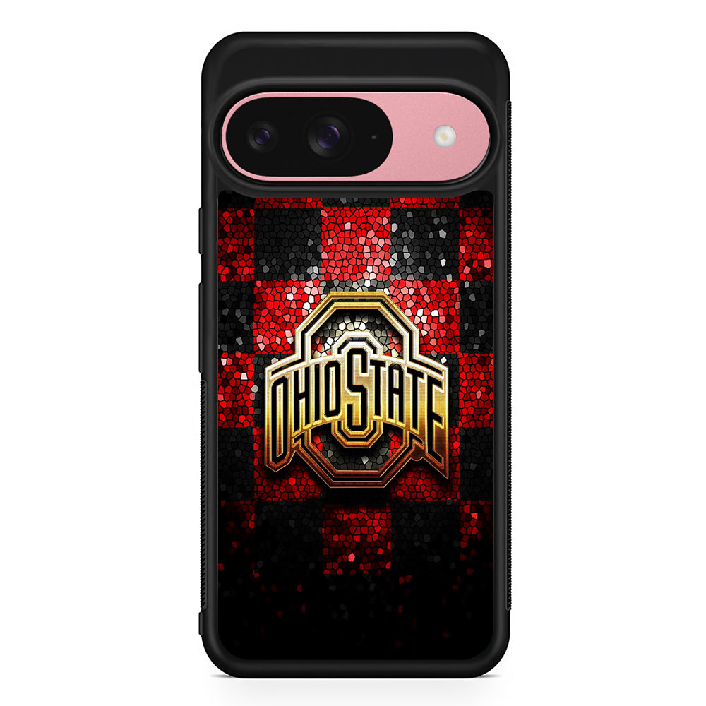 Ohio State Red Black Glitter Google Pixel 9 Case | Google Pixel 9 Protective Rubber Case