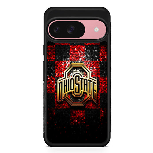 Ohio State Red Black Glitter Google Pixel 9 Case | Google Pixel 9 Protective Rubber Case