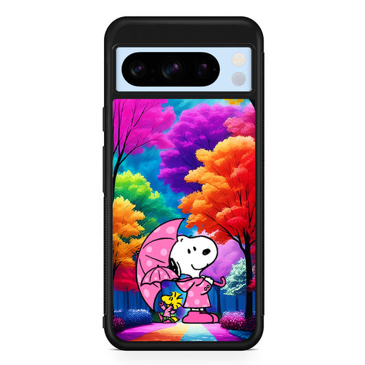 Snoopy and Woodstock in the Forest Google Pixel 8 Pro Case | Slim Rubber Case for Google Pixel 8 Pro