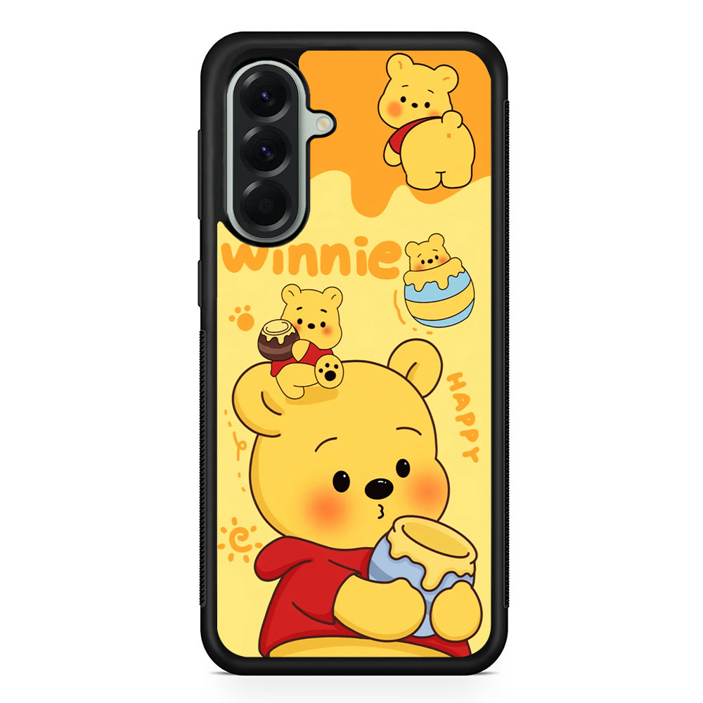 Cute Winnie The Pooh Happy Samsung Galaxy A56 Case | Samsung Galaxy A56 Protective Rubber Case