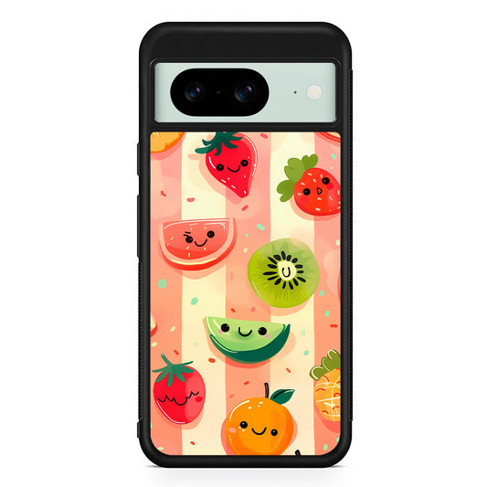 Colorful Fruit Cartoon Stripe Google Pixel 8 Case | Durable Protective Cover for Google Pixel 8