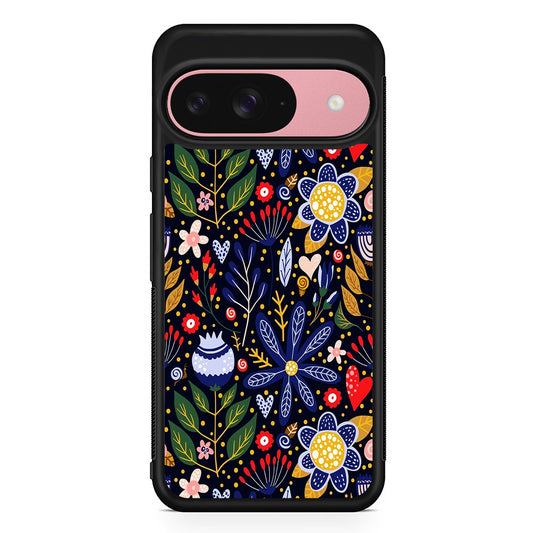 Flowers on a Dark Aesthetic Google Pixel 9 Case | Google Pixel 9 Protective Rubber Case