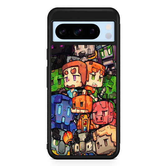 Minicraft Characters Drawing Google Pixel 8 Pro Case | Slim Rubber Case for Google Pixel 8 Pro