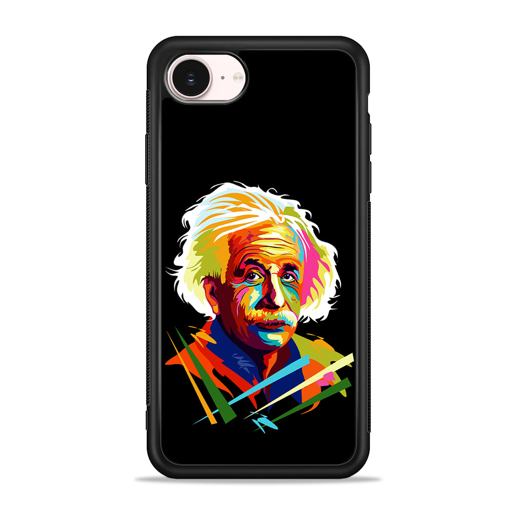 Albert Einstein Pop Art Black iPhone 17e Case - Silicone Case