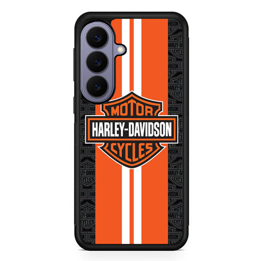 Harley Davidson Orange Stripe White Samsung Galaxy S26 Case | Lightweight Samsung Galaxy S26 Phone Case