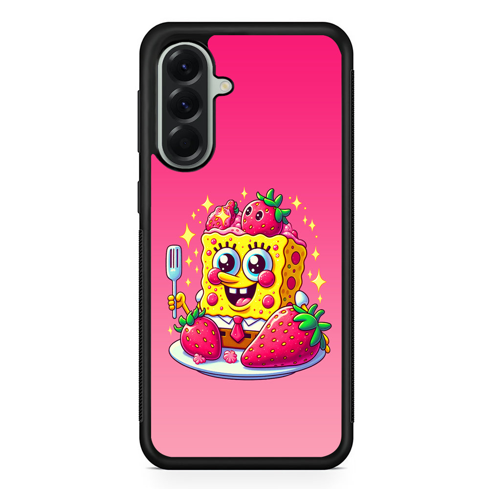 SpongeBob Eating Strawberry Samsung Galaxy A56 Case | Samsung Galaxy A56 Protective Rubber Case