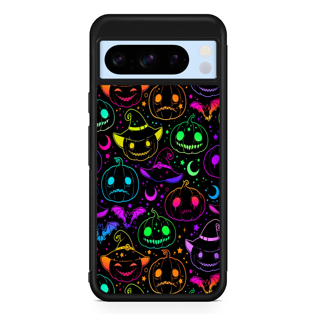 Halloween Pumpkins and Flying Bats Google Pixel 8 Pro Case | Slim Rubber Case for Google Pixel 8 Pro