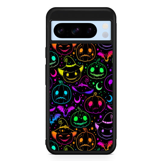 Halloween Pumpkins and Flying Bats Google Pixel 8 Pro Case | Slim Rubber Case for Google Pixel 8 Pro