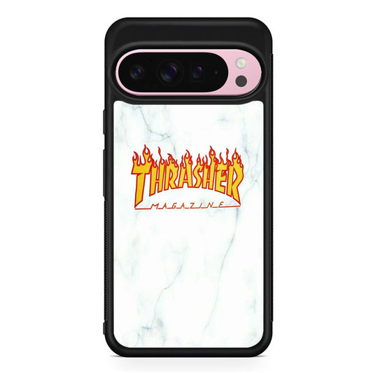 Thrasher White Marble Google Pixel 9 Pro XL Case | Protective Cover