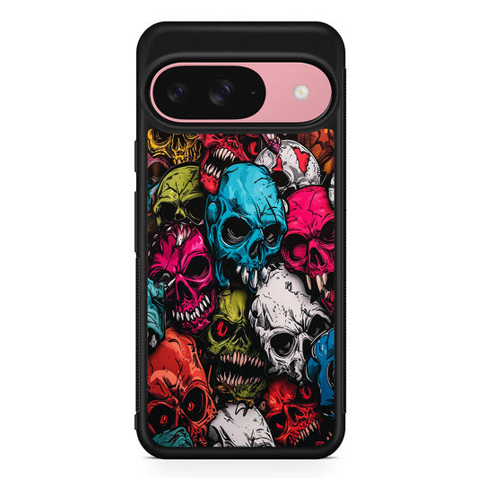 Skull Colorful Pattern Google Pixel 9 Case | Google Pixel 9 Protective Rubber Case