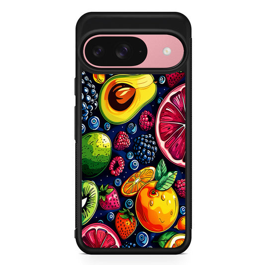 Colorful Mixed Sweet Fruits Google Pixel 9 Case | Google Pixel 9 Protective Rubber Case
