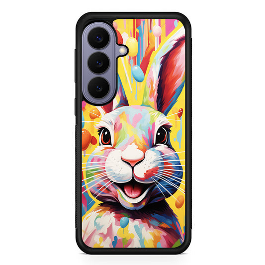Happy Rabbit Painting Samsung Galaxy S26 Case | Durable Rubber Case for Samsung Galaxy S26
