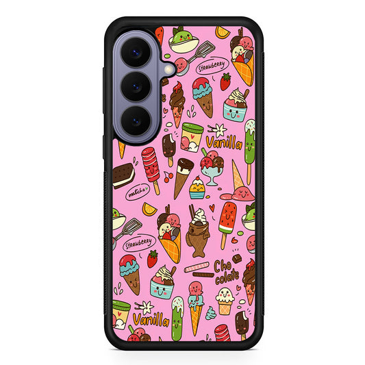 Ice Cream Doodle Cartoon Samsung Galaxy S26 Case | Durable Rubber Case for Samsung Galaxy S26