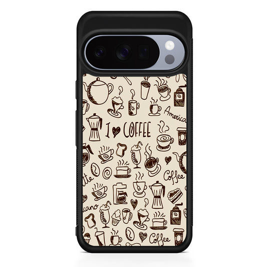 CoffeeTime Doodle Google Pixel 10 Pro Case | Slim Google Pixel 10 Pro Rubber Case