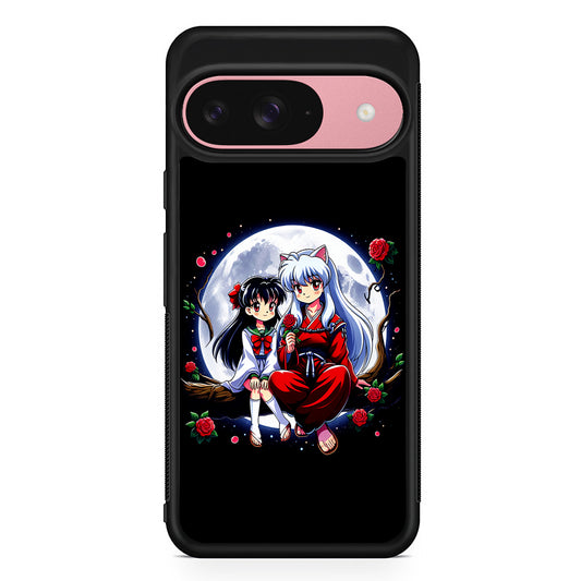 Inuyasha and Kagome Full Moon Google Pixel 9 Case | Google Pixel 9 Protective Rubber Case